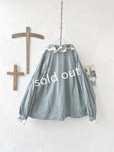 画像9: MARCHE' DE SOEUR／フローフリルパフ袖ブラウス・ブルー