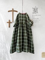 画像1: MARCHE' DE SOEUR／ギャザーワンピース・グリーンチェック (1)