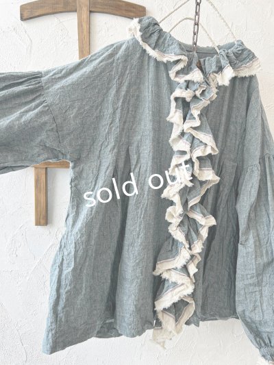 画像7: MARCHE' DE SOEUR／フローフリルパフ袖ブラウス・ブルー