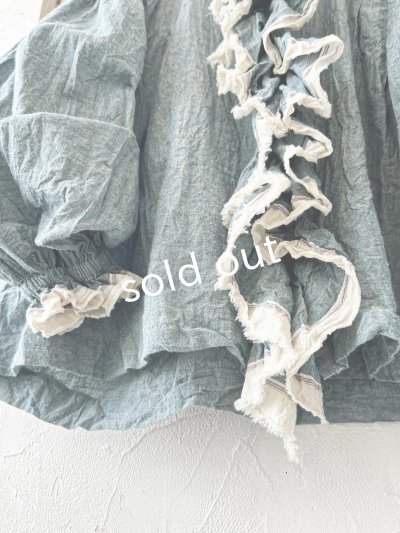 画像5: MARCHE' DE SOEUR／フローフリルパフ袖ブラウス・ブルー