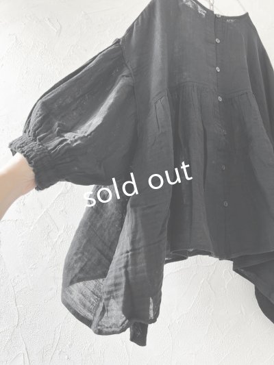 画像3: Dgy/フレアギャザーのガーゼブラウス・黒