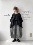 画像1: ubasoku/0922 ピンタック2wayコクーンブラウス・黒 (1)
