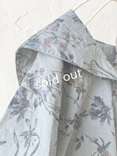 画像3: ubasoku/0923 セーラー衿のボタニカル半袖ブラウス・ブルー