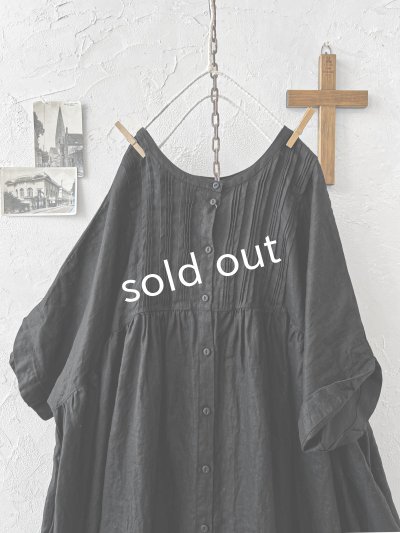 画像3: ubasoku/0947 ピンタック２wayコクーンワンピース・黒