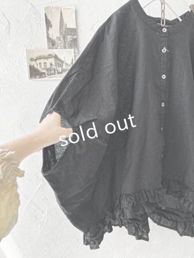 画像3: ubasoku/0928 裾フリルのドルマンブラウス・黒