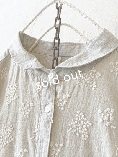 画像3: ubasoku/0957 かすみそう刺繍の丸衿ワンピース・ナチュラル