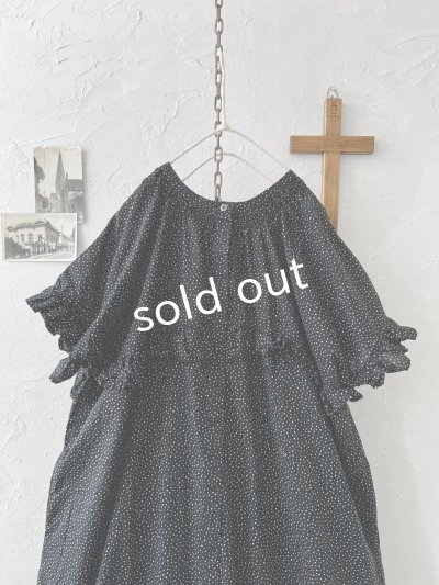 画像3: ubasoku/0950 ラウンドフリルワンピース・黒ドット