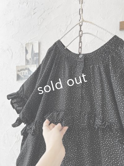 画像4: ubasoku/0950 ラウンドフリルワンピース・黒ドット