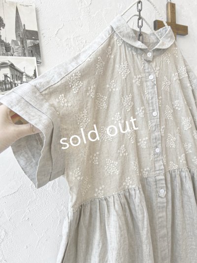 画像6: ubasoku/0957 かすみそう刺繍の丸衿ワンピース・ナチュラル