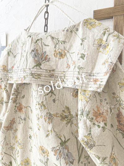 画像8: ubasoku/0923 セーラー衿のボタニカル半袖ブラウス・ブルー