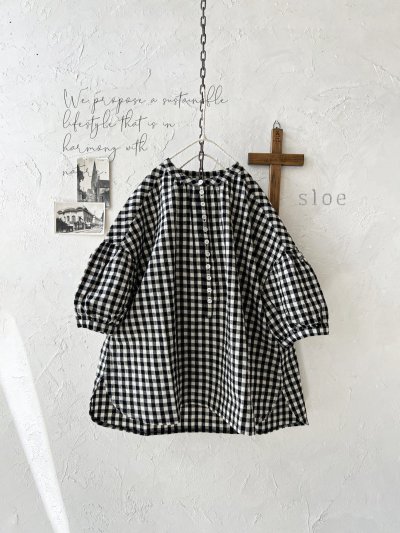 画像2: sloe/ヘンリーボタンブラウス・ギンガム