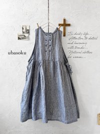 ubasoku/0939 サイドリボン２wayノースリーブワンピース・ネイビーストライプ