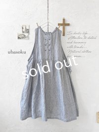 ubasoku/0939 サイドリボン２wayノースリーブワンピース・ネイビーストライプ