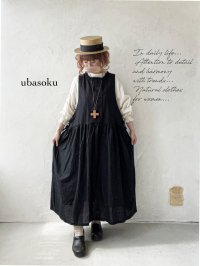 ubasoku/0941 サイドリボン２wayノースリーブワンピース・黒