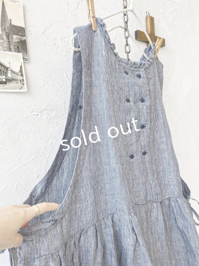 画像4: ubasoku/0939 サイドリボン２wayノースリーブワンピース・ネイビーストライプ