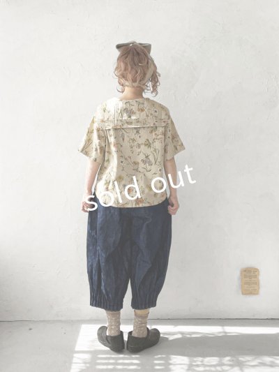 画像12: ubasoku/0923 セーラー衿のボタニカル半袖ブラウス・ブルー