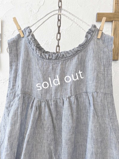 画像8: ubasoku/0939 サイドリボン２wayノースリーブワンピース・ネイビーストライプ