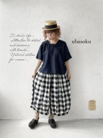 画像1: ubasoku/セーラー衿の半袖ブラウス・ネイビー (1)