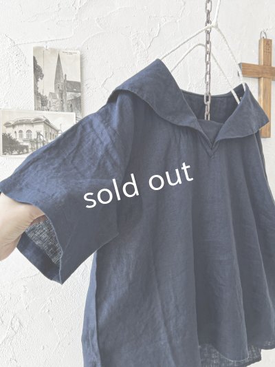 画像3: ubasoku/0924 セーラー衿の半袖ブラウス・ネイビー