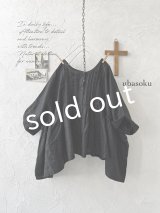 ubasoku/0922 ピンタック2wayコクーンブラウス・黒