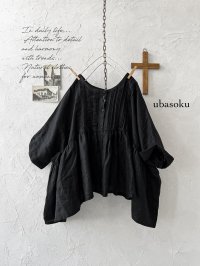 ubasoku/0922 ピンタック2wayコクーンブラウス・黒