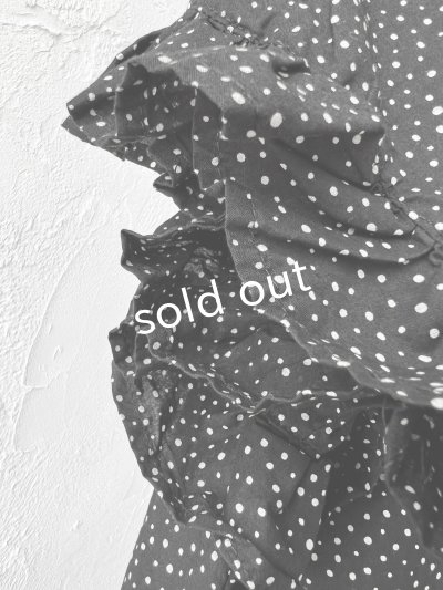 画像7: ubasoku/0950 ラウンドフリルワンピース・黒ドット