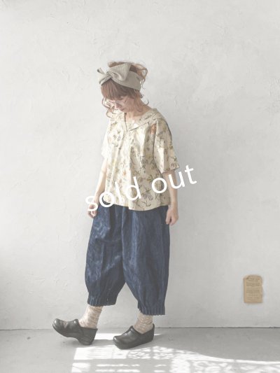 画像11: ubasoku/0923 セーラー衿のボタニカル半袖ブラウス・ブルー