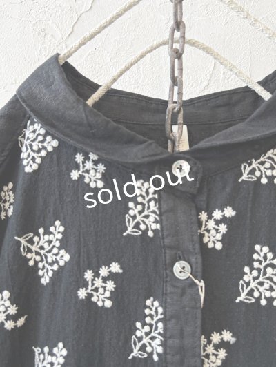 画像3: ubasoku/0957 かすみそう刺繍の丸衿ワンピース・黒