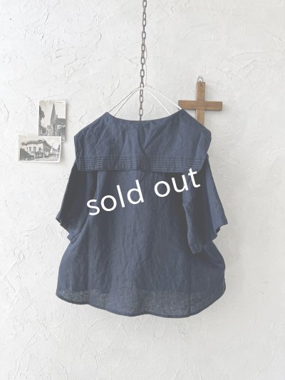 画像4: ubasoku/0924 セーラー衿の半袖ブラウス・ネイビー