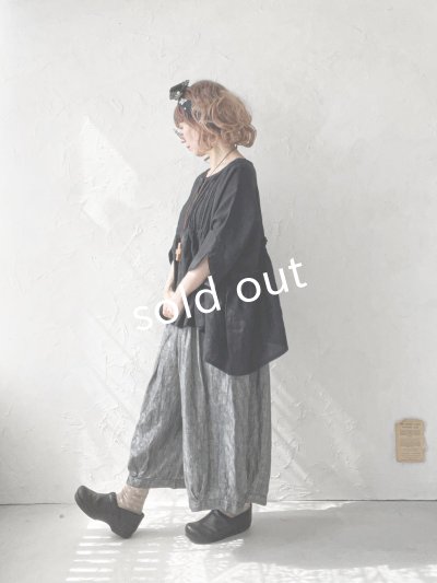 画像9: ubasoku/0976 ボリュームワイドパンツ・ブラックシャンブレー