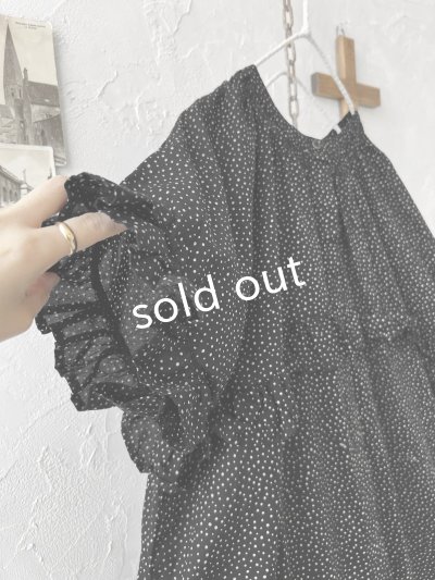画像6: ubasoku/0950 ラウンドフリルワンピース・黒ドット