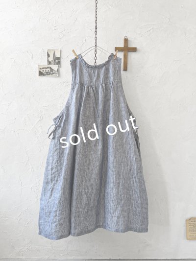 画像7: ubasoku/0939 サイドリボン２wayノースリーブワンピース・ネイビーストライプ