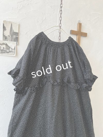 画像11: ubasoku/0950 ラウンドフリルワンピース・黒ドット