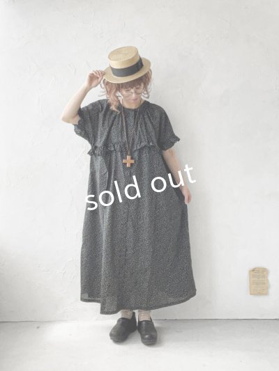 画像13: ubasoku/0950 ラウンドフリルワンピース・黒ドット