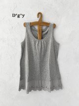 Dgy／裾レースタンクトップ・杢グレー