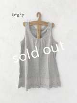 Dgy／裾レースタンクトップ・杢グレー