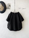画像1: seasew.／306 フレンチリネン半袖ブラウス・黒 (1)