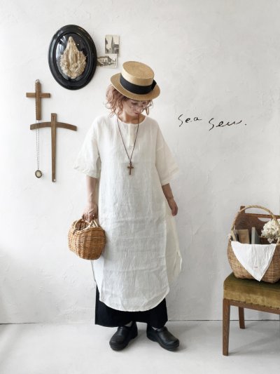 画像1: seasew.／311 ヘンリーネックワンピース・オフ