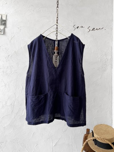 画像2: seasew.／303 Ｖネックベスト・ネイビー