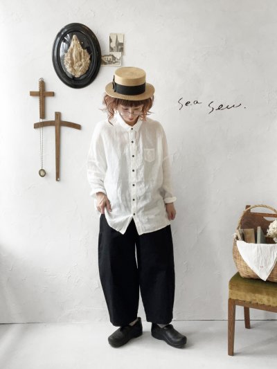 画像1: seasew.／324 フレンチリネンシーサイドブラウス・オフ