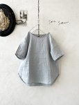 画像2: seasew.／306 フレンチリネン半袖ブラウス・アイスグレー (2)
