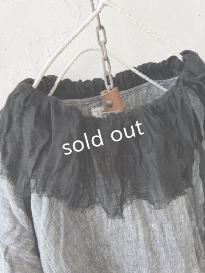 画像6: MARCHE' DE SOEUR／大きなラッフル襟のチュニック・シャンブレーに黒ガーゼ襟