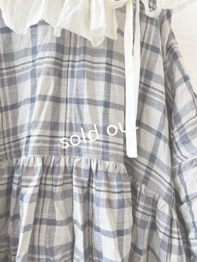 画像7: MARCHE' DE SOEUR／大きなラッフル襟のチュニック・先染チェックにミルク襟