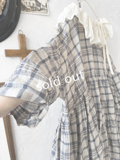 画像8: MARCHE' DE SOEUR／大きなラッフル襟のチュニック・先染チェックにミルク襟