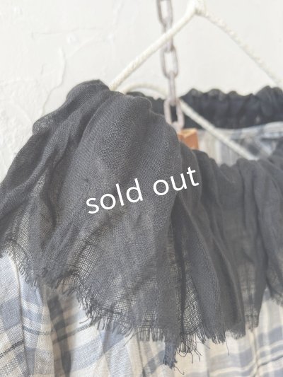 画像5: MARCHE' DE SOEUR／大きなラッフル襟のチュニック・先染チェックに黒ガーゼ襟