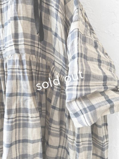 画像13: MARCHE' DE SOEUR／大きなラッフル襟のチュニック・先染チェックにミルク襟