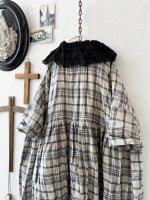 画像7: MARCHE' DE SOEUR／大きなラッフル襟のチュニック・先染チェックに黒ガーゼ襟 (7)