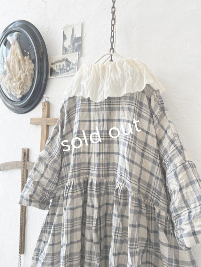 画像12: MARCHE' DE SOEUR／大きなラッフル襟のチュニック・先染チェックにミルク襟