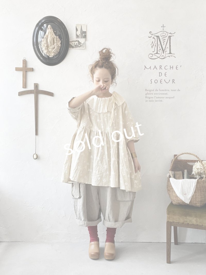画像11: MARCHE' DE SOEUR／大きなラッフル襟のチュニック・野花ししゅうにミルク襟 (11)