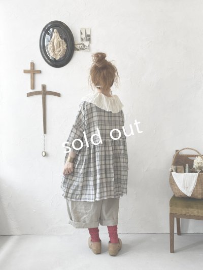 画像14: MARCHE' DE SOEUR／大きなラッフル襟のチュニック・先染チェックにミルク襟